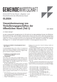 Dokument Umsatzbesteuerung von Veräußerungsgeschäften der öffentlichen Hand (Teil 1)