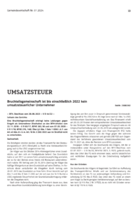 Dokument Bruchteilsgemeinschaft ist bis einschließlich 2022 kein umsatzsteuerlicher Unternehmer