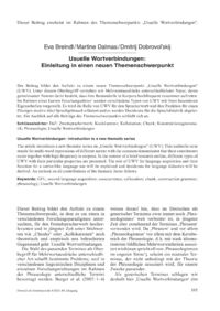 Dokument Usuelle Wortverbindungen: Einleitung in einen neuen Themenschwerpunkt