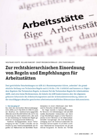 Dokument Zur rechtshierarchischen Einordnung von Regeln und Empfehlungen für Arbeitsstätten
