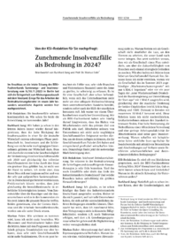 Dokument Von der KSI-Redaktion für Sie nachgefragt: Zunehmende Insolvenzfälle als Bedrohung in 2024?