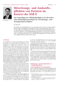 Dokument Mitwirkungs- und Auskunftspflichten von Partnern im Kontext des SGB II