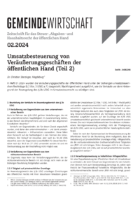 Dokument Umsatzbesteuerung von Veräußerungsgeschäften der öffentlichen Hand (Teil 2) 