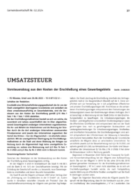 Dokument Vorsteuerabzug aus den Kosten der Erschließung eines Gewerbegebiets
