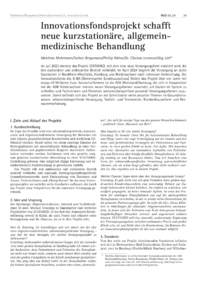 Dokument Innovationsfondsprojekt schafft neue kurzstationäre, allgemeinmedizinische Behandlung 