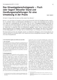 Dokument Das Hinweisgeberschutzgesetz – Fluch oder Segen? Aktueller Stand und Handlungsempfehlungen für eine Umsetzung in der Praxis