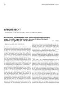 Dokument Erschütterung des Beweiswerts einer Arbeitsunfähigkeitsbescheinigung wegen Verstoßes gegen die Vorgaben der sog. „Arbeitsunfähigkeits- Richtlinie nach § 92 Abs. 1 S. 2 Nr. 7 SGB V“?