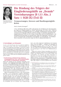 Dokument Die Bindung des Trägers der Eingliederungshilfe an „fremde“ Vereinbarungen (§ 123 Abs. 2 Satz 1 SGB IX) (Teil II)
