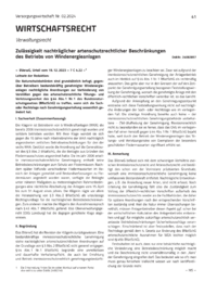 Dokument Zulässigkeit nachträglicher artenschutzrechtlicher Beschränkungen des Betriebs von Windenergieanlagen