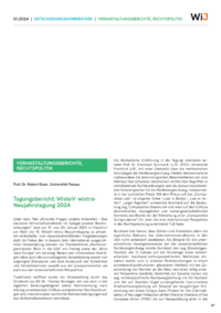 Dokument Tagungsbericht: WisteV-wistra-Neujahrstagung 2024