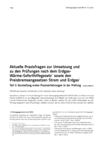 Dokument Aktuelle Praxisfragen zur Umsetzung und zu den Prüfungen nach dem Erdgas- Wärme-Soforthilfegesetz sowie den Preisbremsengesetzen Strom und Erdgas – Teil II