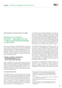 Dokument Aktuelle Rechtsprechung zum Wirtschafts- und Insolvenzstrafrecht