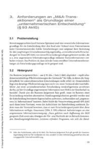 Dokument Anforderungen an „M & A-Transaktionen“ als Grundlage einer „unternehmerischen Entscheidung“ (§ 93 AktG ) 