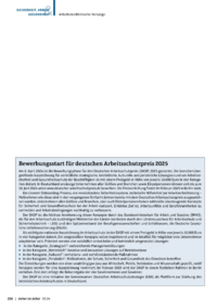 Dokument Bewerbungsstart für deutschen Arbeitsschutzpreis 2025
