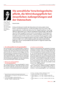 Dokument Die anwaltliche Verschwiegenheitspflicht, die Mitwirkungspflicht bei steuerlichen Außenprüfungen und der Datenschutz