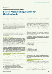 Dokument Bessere Arbeitsbedingungen in der Fleischindustrie