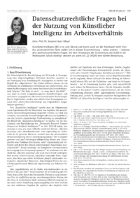 Dokument Datenschutzrechtliche Fragen bei der Nutzung von Künstlicher Intelligenz im Arbeitsverhältnis