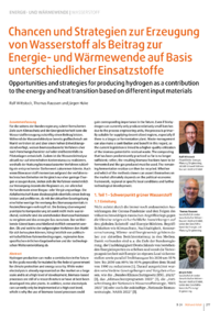 Dokument Chancen und Strategien zur Erzeugung von Wasserstoff als Beitrag zur Energie- und Wärmewende auf Basis unterschiedlicher Einsatzstoffe