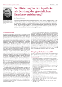 Dokument Verblisterung in der Apotheke als Leistung der gesetzlichen Krankenversicherung?