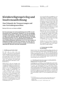 Dokument Kleinbeteiligtenprivileg und Insolvenzanfechtung
