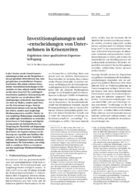 Dokument Investitionsplanungen und -entscheidungen von Unternehmen in Krisenzeiten