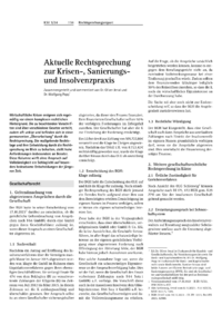Dokument Aktuelle Rechtsprechung zur Krisen-, Sanierungs- und Insolvenzpraxis