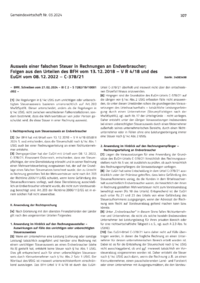 Dokument Ausweis einer falschen Steuer in Rechnungen an Endverbraucher; Folgen aus den Urteilen des BFH vom 13.12.2018 – V R 4/18 und des EuGH vom 08.12.2022 – C-378/21