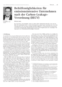 Dokument Beihilfemöglichkeiten für emissionsintensive Unternehmen nach der Carbon-Leakage-Verordnung (BECV)
