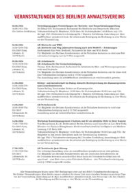 Dokument Veranstaltungen des Berliner Anwaltsvereins
