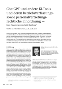 Dokument ChatGPT und andere KI-Tools und deren betriebsverfassungs- sowie personalvertretungsrechtliche Einordnung