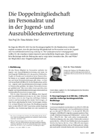 Dokument Die Doppelmitgliedschaft im Personalrat und in der Jugend- und Auszubildendenvertretung