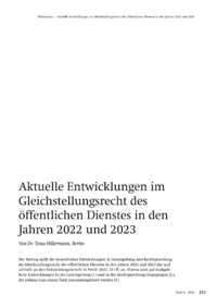 Dokument Aktuelle Entwicklungen im Gleichstellungsrecht des öffentlichen Dienstes in den Jahren 2022 und 2023