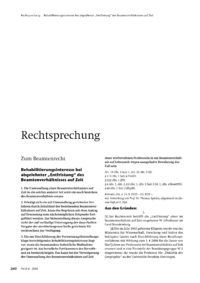 Dokument Rehabilitierungsinteresse bei abgelehnter „Entfristung“ des Beamtenverhältnisses auf Zeit