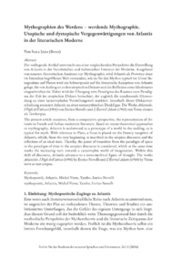 Dokument Mythographien des Werdens – werdende Mythographie. Utopische und dystopische Vergegenwärtigungen von Atlantis in der literarischen Moderne