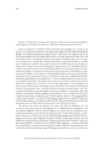 Dokument Marie Guthmüller:  Jenseits von Freud? Der Traum in der italienischen Moderne. Luigi Capuana, Federigo Tozzi, Italo Svevo . Wiesbaden: Harrassowitz 2021.