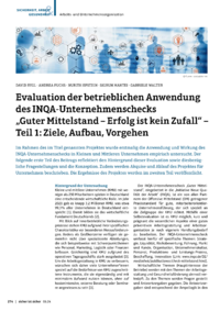 Dokument Evaluation der betrieblichen Anwendung des INQA-Unternehmenschecks „Guter Mittelstand – Erfolg ist kein Zufall“ – Teil 1: Ziele, Aufbau, Vorgehen