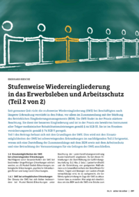 Dokument Stufenweise Wiedereingliederung in das Erwerbsleben und Arbeitsschutz (Teil 2 von 2)