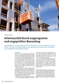 Dokument Arbeitsunfall durch ungeeigneten und ungeprüften Bauaufzug