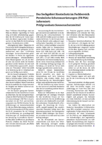 Dokument Das Sachgebiet Hautschutz im Fachbereich Persönliche Schutzausrüstungen (FB PSA) informiert: Prüfgrundsatz Sonnenschutzmittel