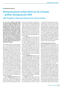 Dokument Klimaemissionen sinken 2023 um 10,1 Prozent – größter Rückgang seit 1990