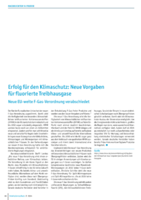 Dokument Erfolg für den Klimaschutz: Neue Vorgaben für fluorierte Treibhausgase