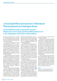 Dokument Luftschadstoffkonzentrationen in Rheinland-Pfalz landesweit auf niedrigem Stand
