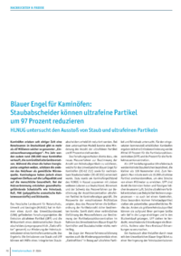 Dokument Blauer Engel für Kaminöfen: Staubabscheider können ultrafeine Partikel um 97 Prozent reduzieren