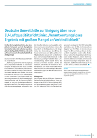 Dokument Deutsche Umwelthilfe zur Einigung über neue EU-Luftqualitätsrichtlinie: „Verantwortungsloses Ergebnis mit großem Mangel an Verbindlichkeit“