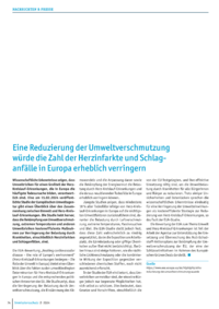Dokument Eine Reduzierung der Umweltverschmutzung würde die Zahl der Herzinfarkte und Schlaganfälle in Europa erheblich verringern