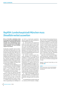 Dokument BayVGH: Landeshauptstadt München muss Dieselfahrverbot ausweiten