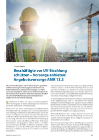 Dokument Beschäftigte vor UV-Strahlung schützen – Vorsorge anbieten: Angebotsvorsorge AMR 13.3