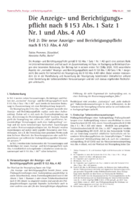 Dokument Die Anzeige- und Berichtigungspflicht nach § 153 Abs. 1 Satz 1 Nr. 1 und Abs. 4 AO (Teil 2)