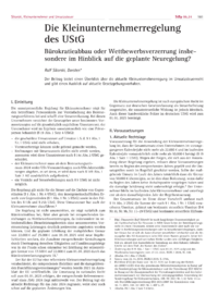 Dokument Die Kleinunternehmerregelung des UStG
