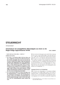 Dokument Umsatzsteuer bei unentgeltlicher Wärmeabgabe aus einem an die Biogas-Anlage angeschlossenen BHKW